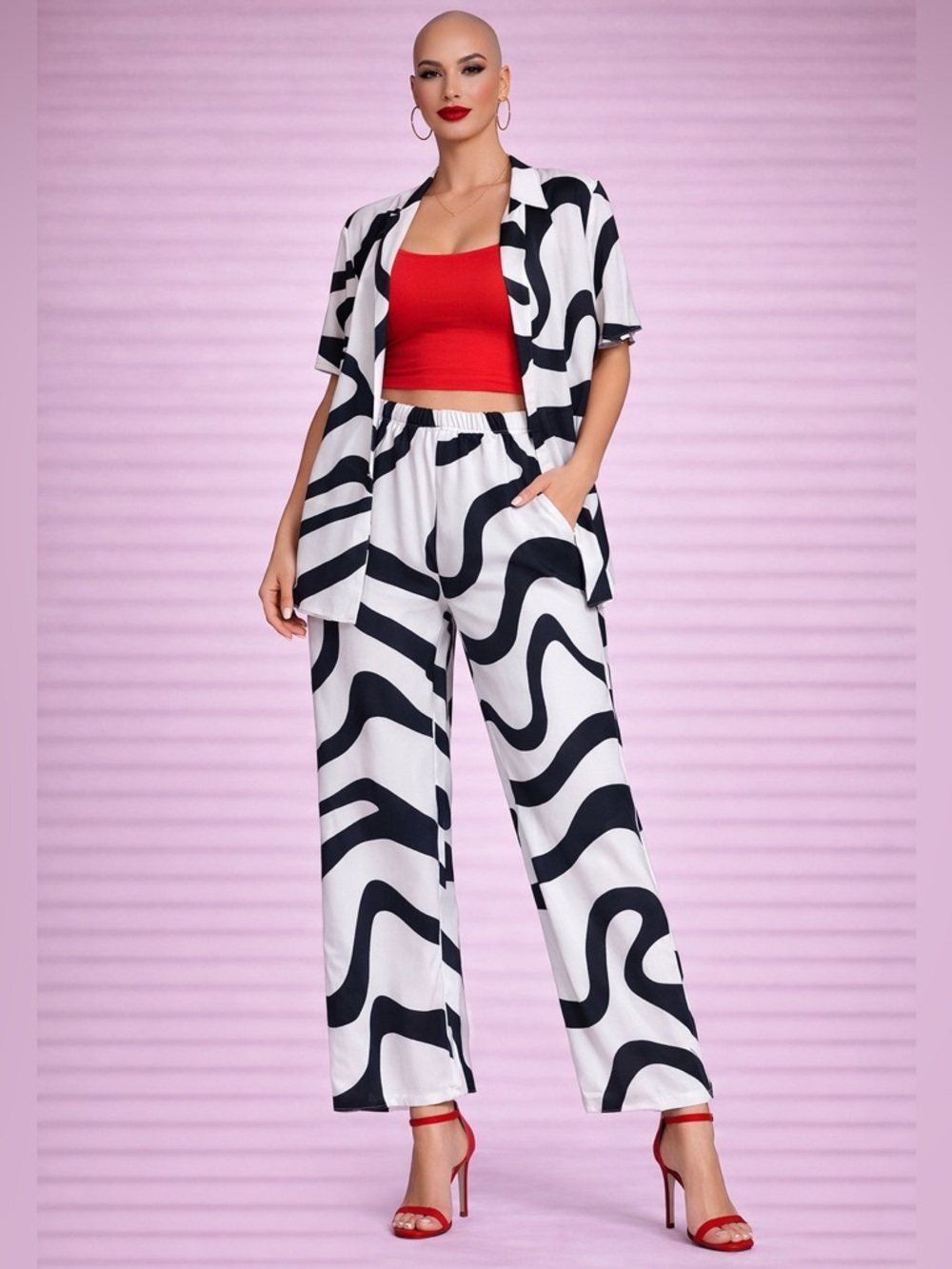 Black & White Abstract Print 2 Piece Set XL